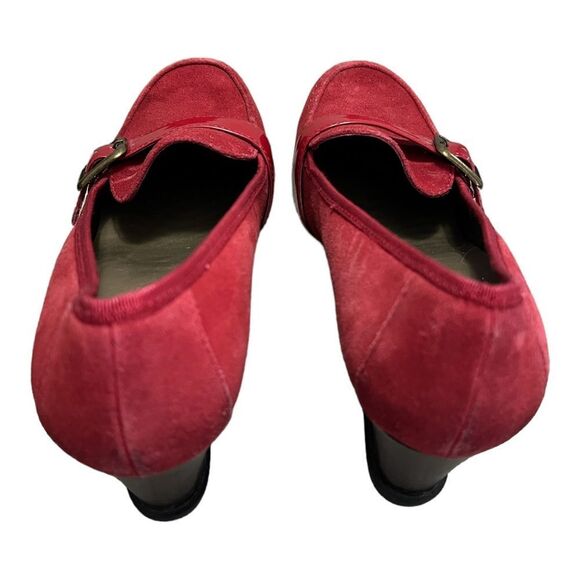 Easy spirit red sueded leather wedge loafers size 8.5 - Picture 3 of 10